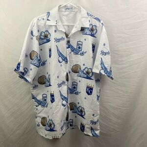 Kansas City Royals Hawaiian Button Up Short Sleeve Shirt Size XL Miller Lite